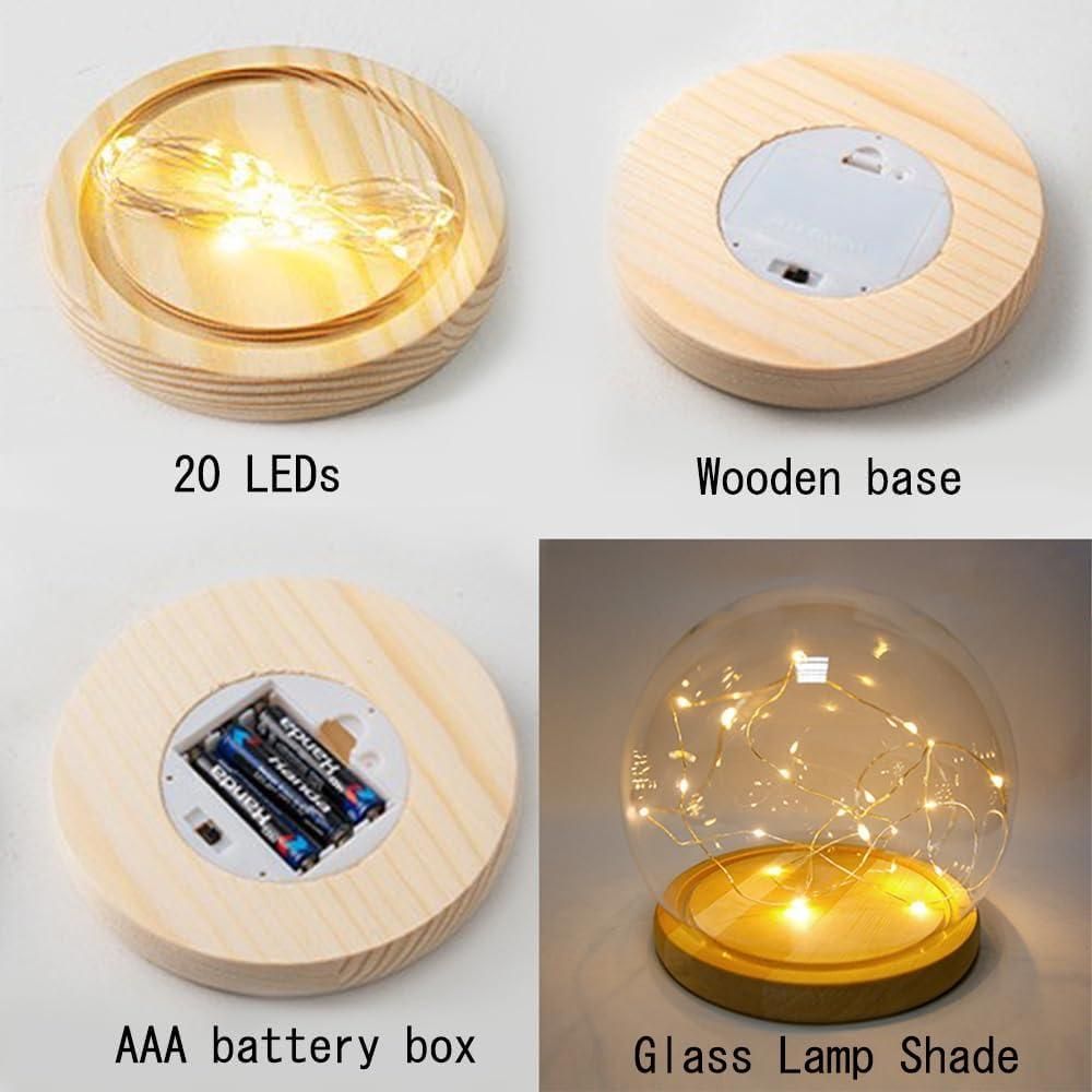 Tulip LED Night Lamp with Wooden Base and Glass Dome – Decorative Flower Light for Home, Bedroom & Gifting”