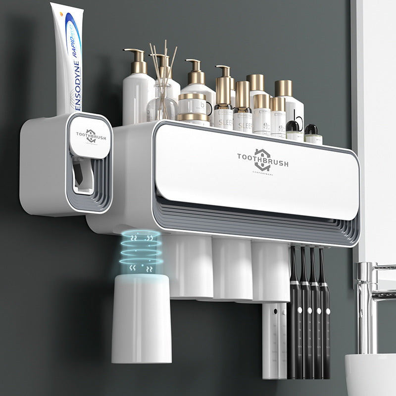 Toothbrush Holder Automatic Toothpaste Squeezer Bathroom Punch-free Bathroom Magnetic Wall-mounted Toothbrush Holder Storage Box